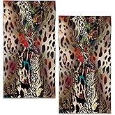 BIGXIUKA Leopard Print Hand Towels Set of 2,28 x 14 Inch African Animal Bathroom Towel Soft Absorbent Kitchen Hotel Spa Laundry Room Gym Face Towel Decor
