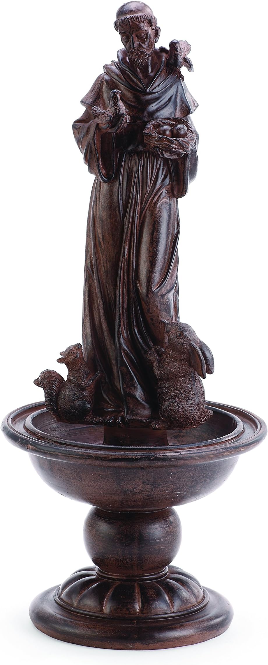 Napco 18516 Brown St. Francis with Animals Garden Statue on Base, 17.5"
