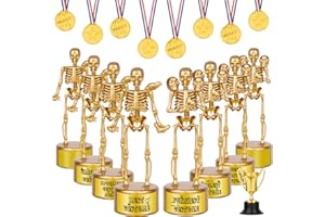 AORZIT Halloween Trophy 8 Pack Best Costume Skeleton Trophies for Kids Adults, Halloween Skeleton Funny Trophy Plastic Tropies for Contest Awards, Halloween Party Prizes for Party Supplies