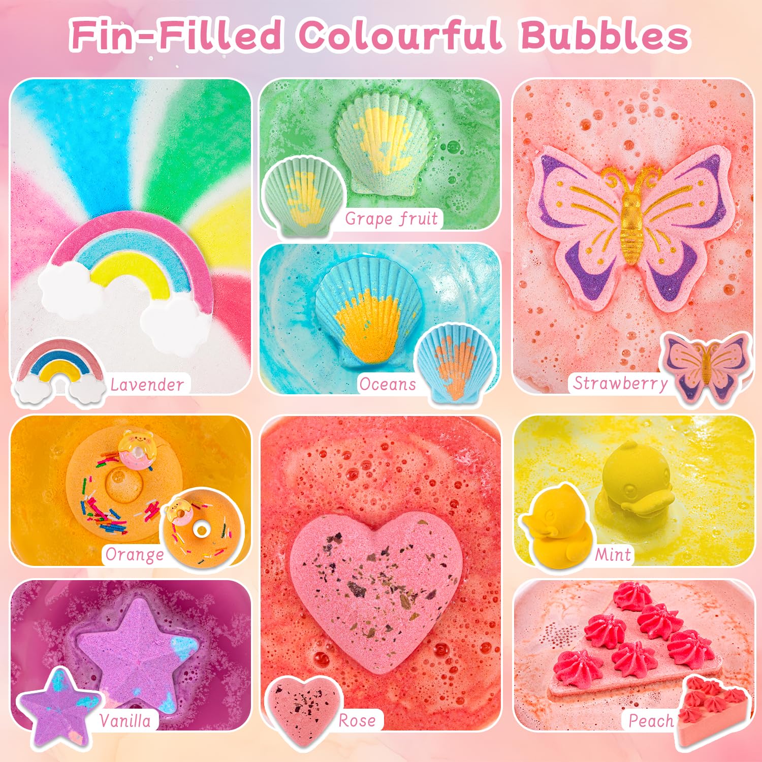 9XXL Bath Bombs Gifts Set, BusyMouth 9pc Kids Bath Bombs with Surprise Toys | Non-Toxic Bubble Bath | Birthday Gift Set for Girls & Boys Ideal Gift for Mother's Day Valentines