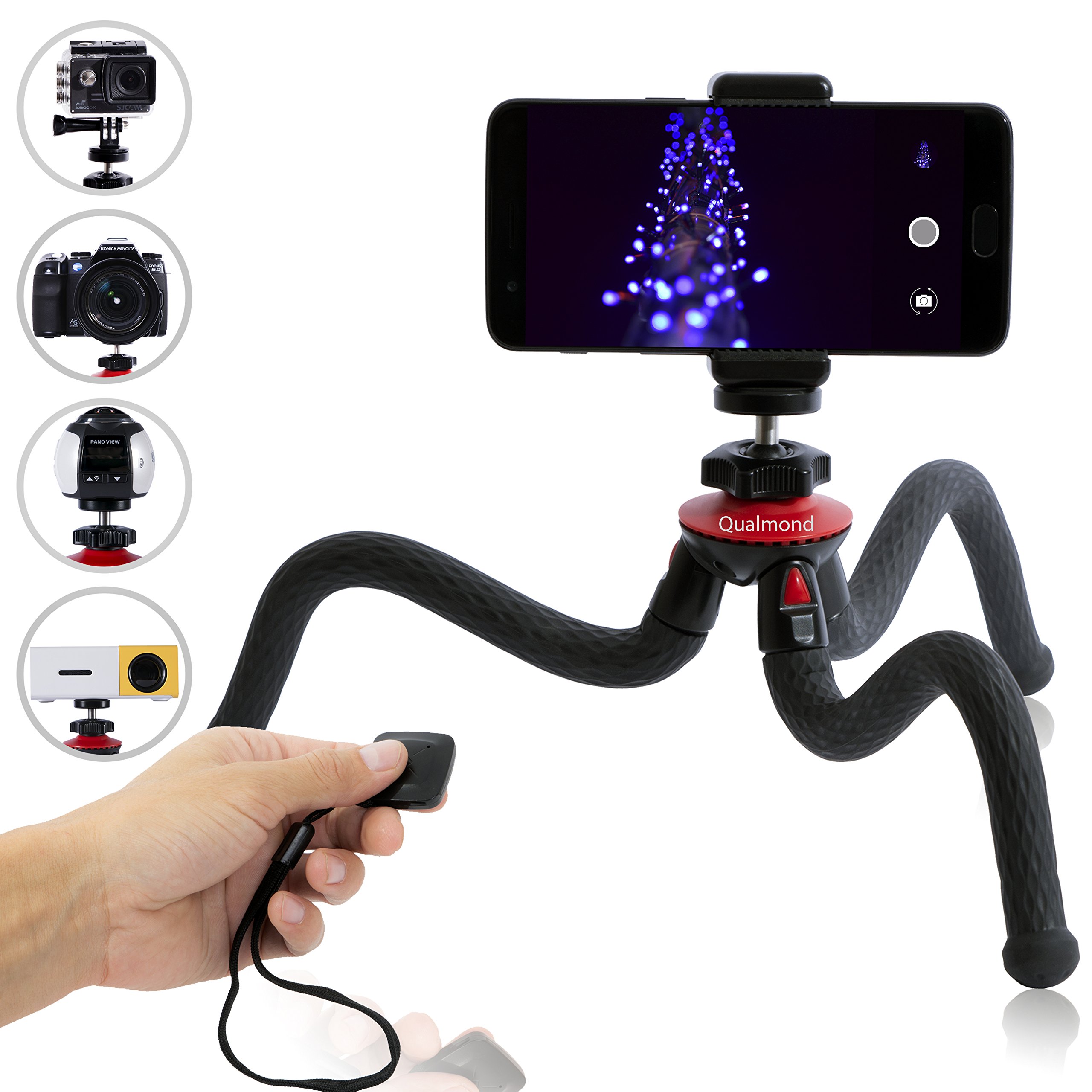 Qualmond Universal Flexible Tripod Phone, Camera, Gopro Tripod