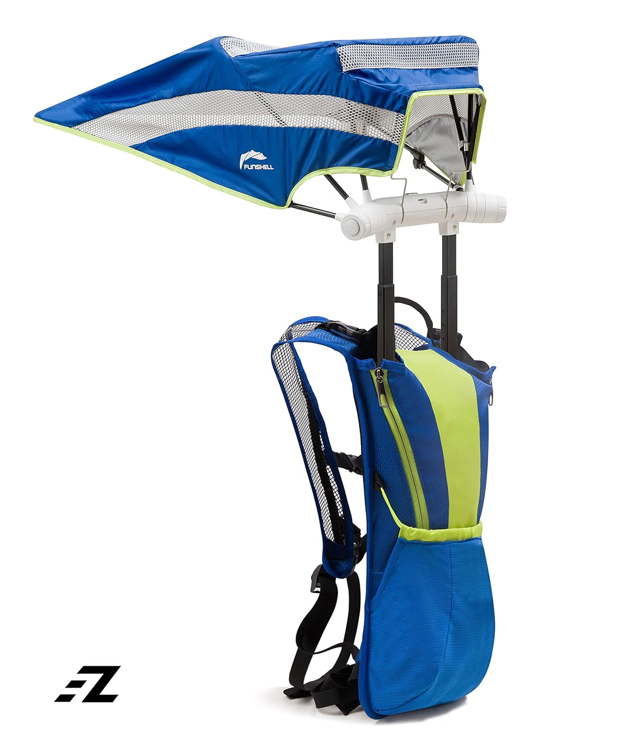 EZ FunShell FS1410 Backpack Umbrella UV RAIN PROTECTIONS Lightweight Fan Series, Blue/Yellow