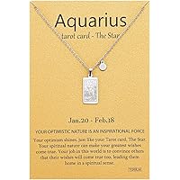 TGOLM 14k Gold Plated Zodiac Sign with Tarot Card Pendant Necklace Birthday Gift for Women