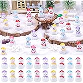 Feivando 30 Pcs Mini Christmas Snowman Figurines Tiny Little Xmas Resin Snowmen Miniature Figures for Holiday DIY Crafts Garden Micro Landscape Party Home Tabletop Decor