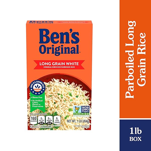 BEN’S ORIGINAL CONVERTED BRAND ENRICHED LONG GRAIN WHITE RICE, PARBOILED RICE, 1 LB BOX (PACK OF 12)