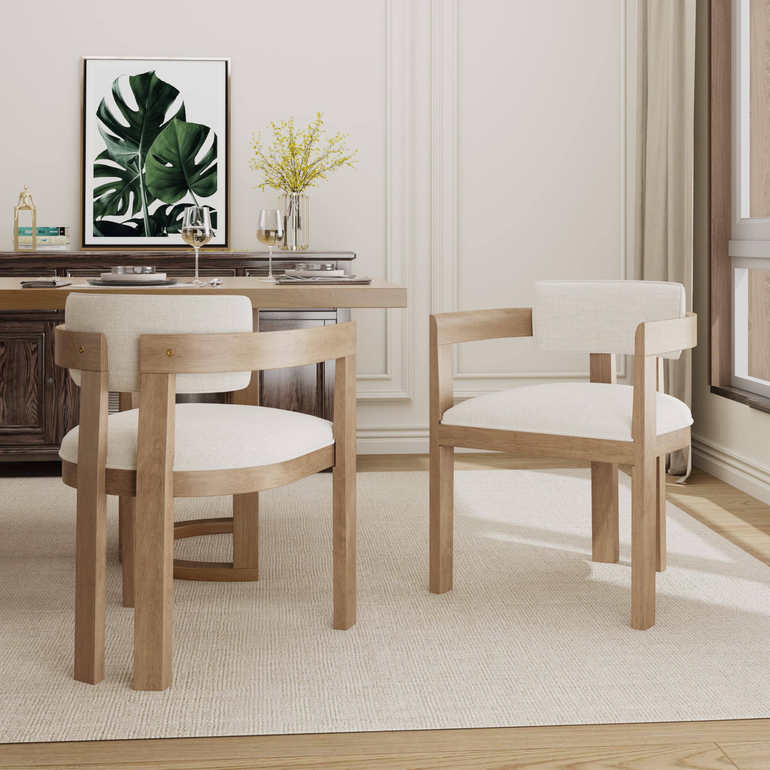 Photo 1 of **************ONE OF THE CHAIRS IS BROKEN****************
Christopher Knight Home Falcon Fabric Upholstered Dining Chairs Set of 2, Modern Wooden Dining Armchair, Curved Backrest Kitchen Side Chair, Living Room Accent Chair for Extra Seat, Light Ash+Beige