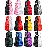Geyoga 12 Pieces Silky Durag Pirate Cap Long Tail Headwraps for Men and Women Silky Durag Hip Hop Rapper Doo Rag Sleep Hat