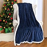 Catalonia Navy Blue Sherpa Fleece Throw Blanket, Super Soft Mink Plush Couch Blanket, TV Bed Fuzzy Blanket, Fluffy Comfy Warm Heavy Throws, Comfort Caring Gift, 50x60 inch