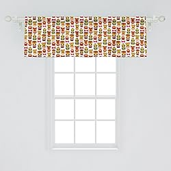 Ambesonne Tiki Bar Window Valance, Sixties Retro