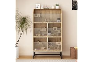 WESELON Large Hamster Cage with Storage Cabinet, 3-Tier Small Animals Cages Habitats, Animal House with Openable Top and Easy View Acrylic Panels for Rat, Guinea Pig, Hedgehog, Gerbil (Natural)