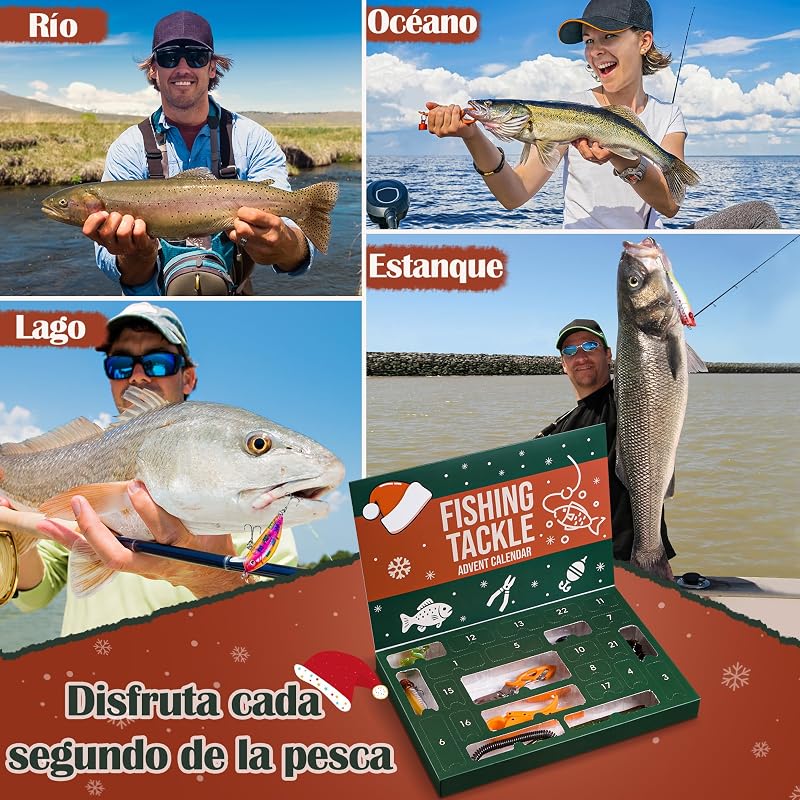 Calendario de Adviento Pesca 2026 para Hombre con Herramientas - 77 Piezas