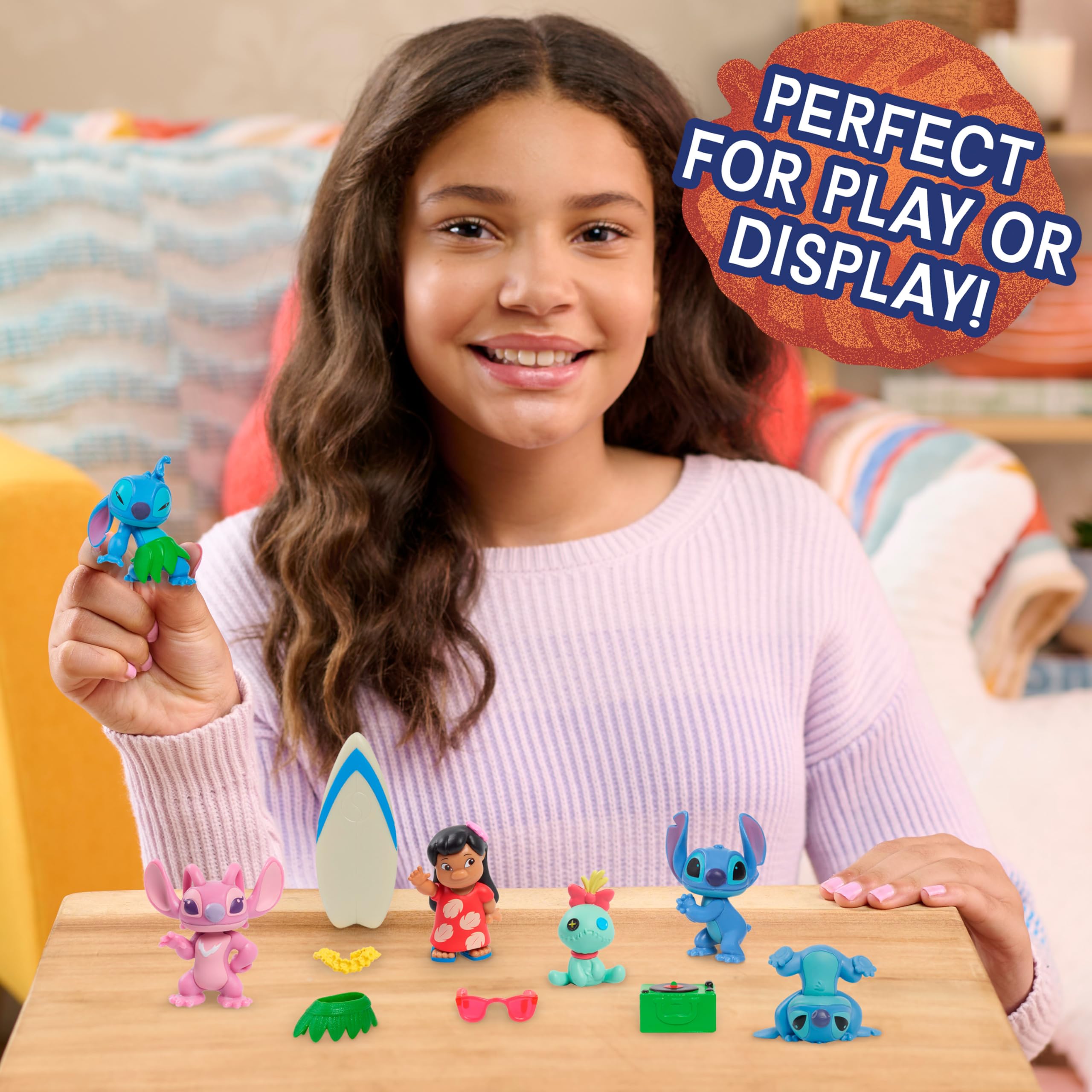 Just Play Disney Stitch Collectible Figure Set with Accessories, 11-Pieces, 2-inch Figurines, Collectible Toys, Home Decoration, Kids Toys for Ages 3 Up