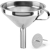 Zulay (5 inch) Stainless Steel Kitchen Funnel - Food Grade Metal Funnel With Removable Filter - Rustproof Stainless Steel Fun