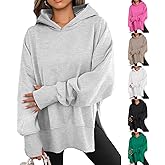 Oversized Hoodies for Women Trendy Side Slit Fleece Pullover Sweatshirts Loose Fit Y2k Hoodie with Thumb Holes