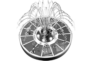 SZMP Solar Fountain Upgraded 100% Glass Panel, 3.5W Floating Solar Powered Water Pump Built-in 2000 Battery with 7 Nozzle & 4 Fixer, Solar Bird Bath Fountains for Garden, Pond, Outdoor (White)