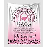 Gaga We Love You Blanket Pink Leopard - Respectful and Loving Blanket Gifts for Grandma On Mothers Day Birthday Holiday Anniversary - Soft Cozy Throw 50X60 Inches