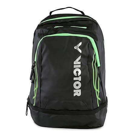 Victor BR-7006 Badminton Backpack in 2 Different Color (2Pcs Racket Storage Space) (Black/Green)