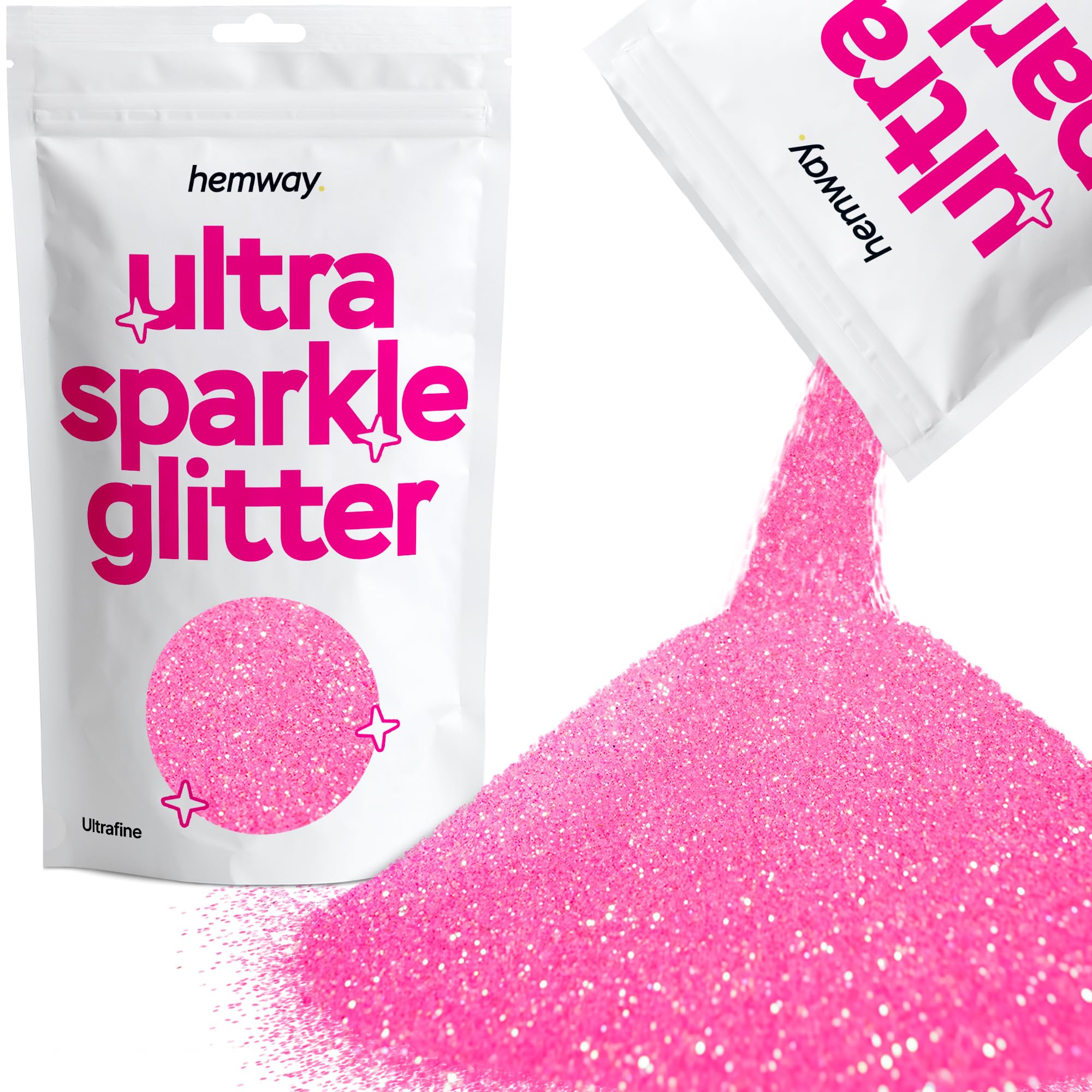 Hemway Ultra Sparkle Glitter Baby Pink Iridescent 100g Ultrafine | Glitter for Arts & Craft, Makeup, Nail Art, Crafting, Card Making, Sparkle Decoration