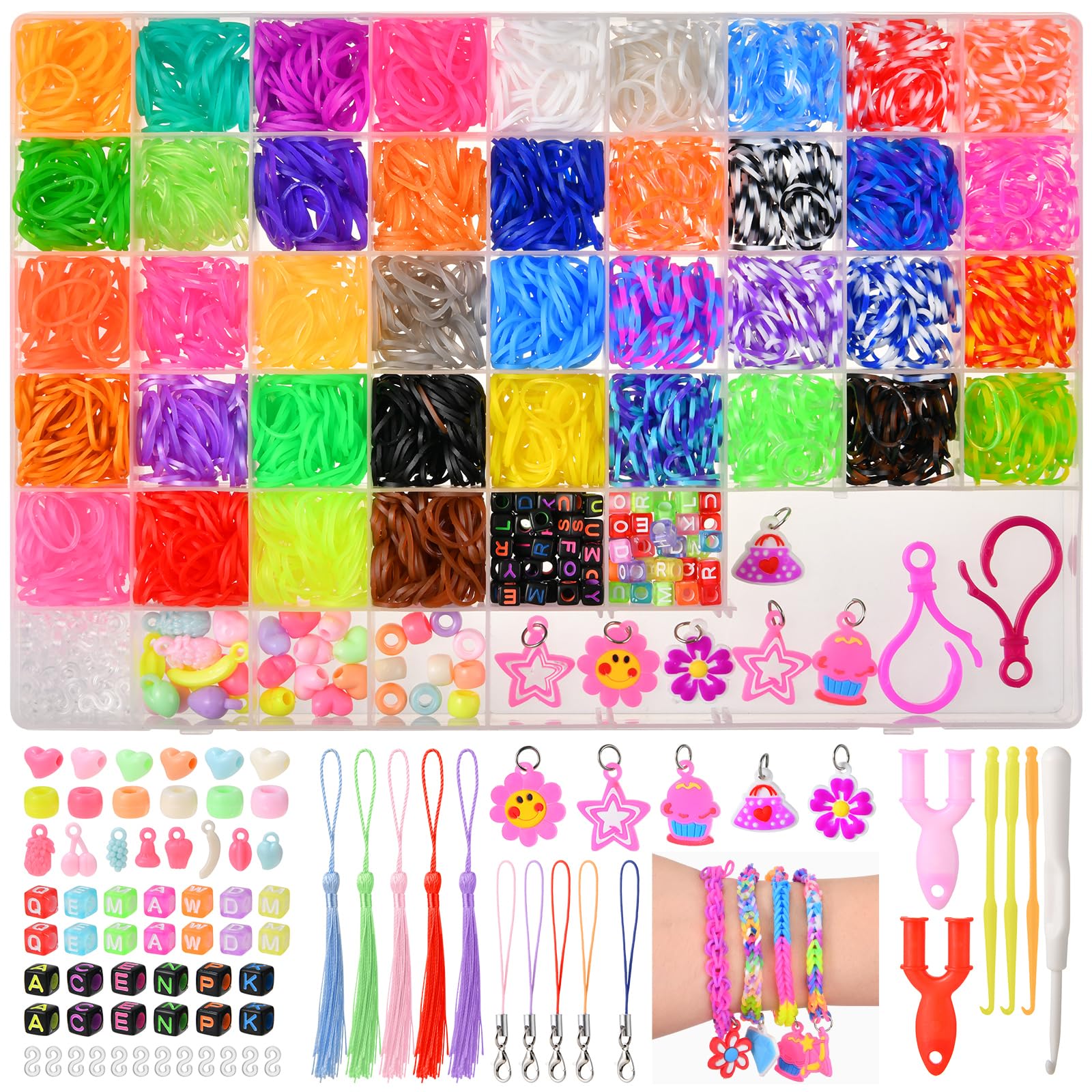 ZR EPICCART 40 Color Loom Bands - 5000+ Loom Band Kit with Accessories for Friendship Bracelet Making, Craft Kit, Christmas Gifts