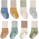 J Poqobog Baby Girls Boys Socks infant Cotton Crew Socks for newborn Non Slip/Anti Skid Toddler Knee-high Socks set