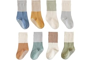 J Poqobog Baby Girls Boys Socks infant Cotton Crew Socks for newborn Non Slip/Anti Skid Toddler Knee-high Socks set