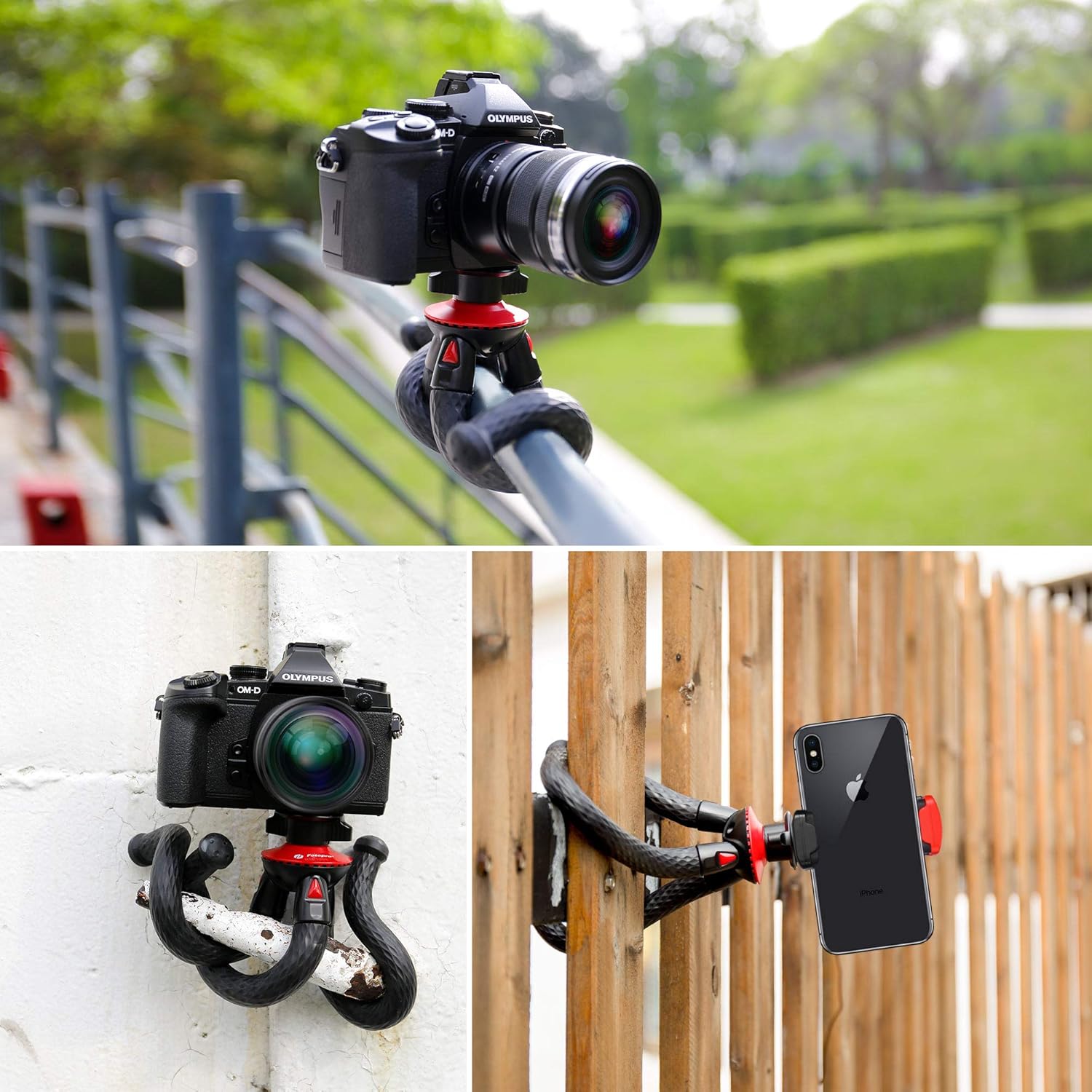 Camera Tripod, Fotopro Flexible Tripod, Tripods for Phone with Smartphone Mount for iPhone Xs, Samsung, Tripod for Camera, Mirrorless DSLR Sony Nikon Canon : Camera & Photo