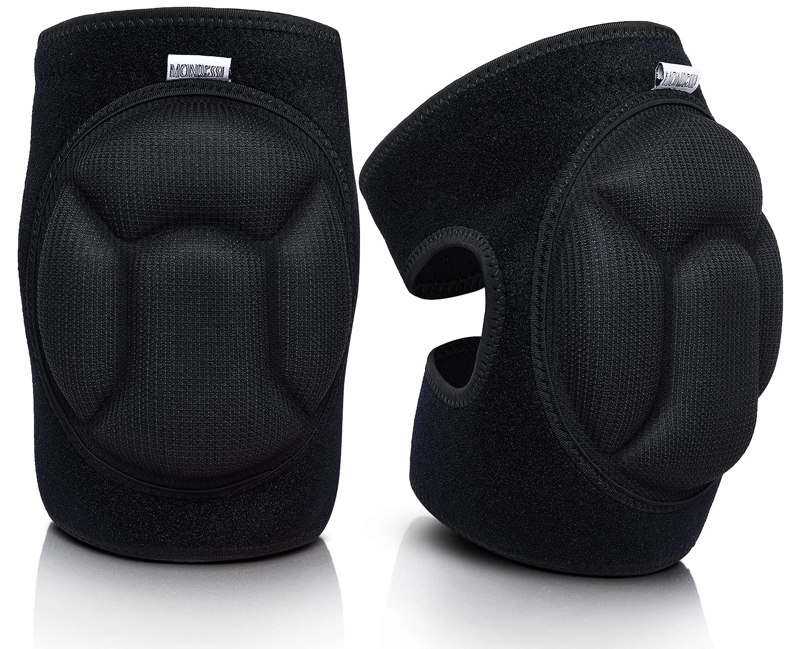 Monbessi Knee Pads for Men/Women, 20MM Thick Foam Work Knee Pads for Garden, Construction, Cleaning (Black)