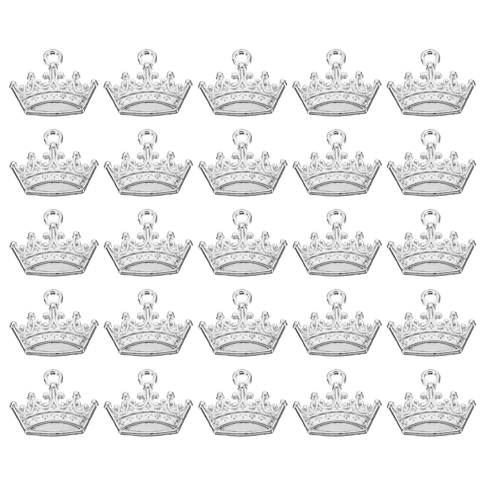 PATIKIL Crown Charm, 50Pcs Mini Crown Pendant Charm Bulk Metal Designer DIY for Making s s Wedding Crafts Queen, Silver