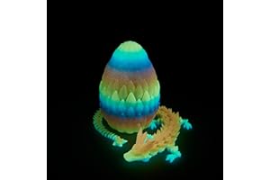 LEWELLRY 3D Printed Dragon Egg, 15 inchs Rainbow Luminous Dragon Toy,Articulated Crystal Dragon,Glow in Dark Fidget.Cool