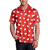 Arvilhill Men Valentine's Day Polo Heart Kiss Short Sleeve Dress Shirts (S-2XL)