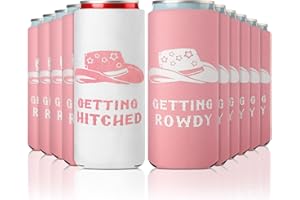 11 Pcs Bachelorette Can Coolers Sleeves Slim Getting Rowdy Getting Hitched Insulated Neoprene Drink Holders for Bachelorette 