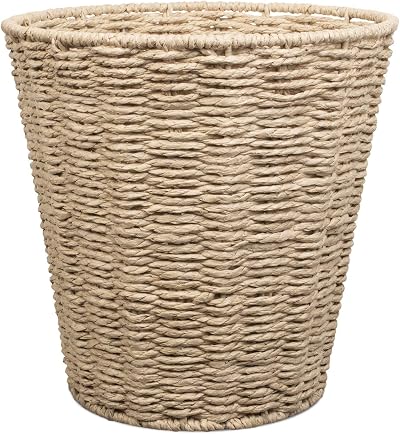 woodluv Round Waste Paper Basket Bin 25 cm Diameter Handwoven Paper Rope