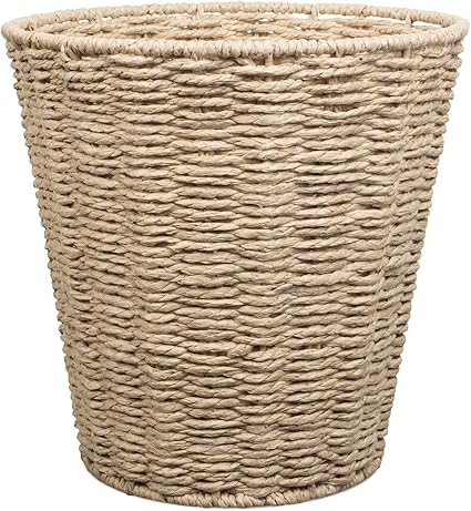 Elite Houserwares Woodluv Round - Cesta de Mimbre con Forro de Tela