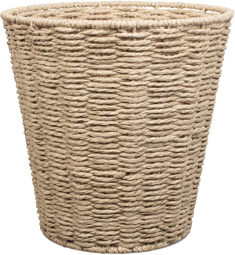 woodluv Round Waste Paper Basket Bin 25 cm Diameter Handwoven Paper Rope