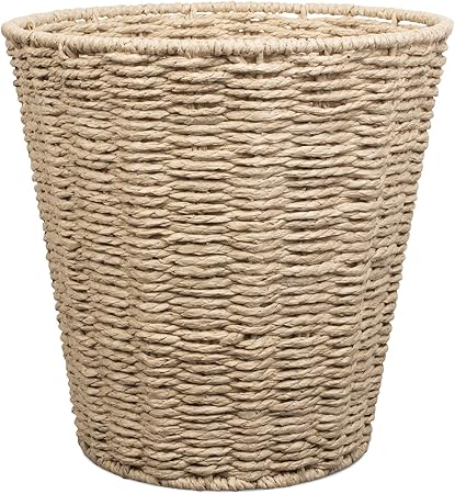 Elite Houserwares Woodluv Round - Cesta de Mimbre con Forro de Tela