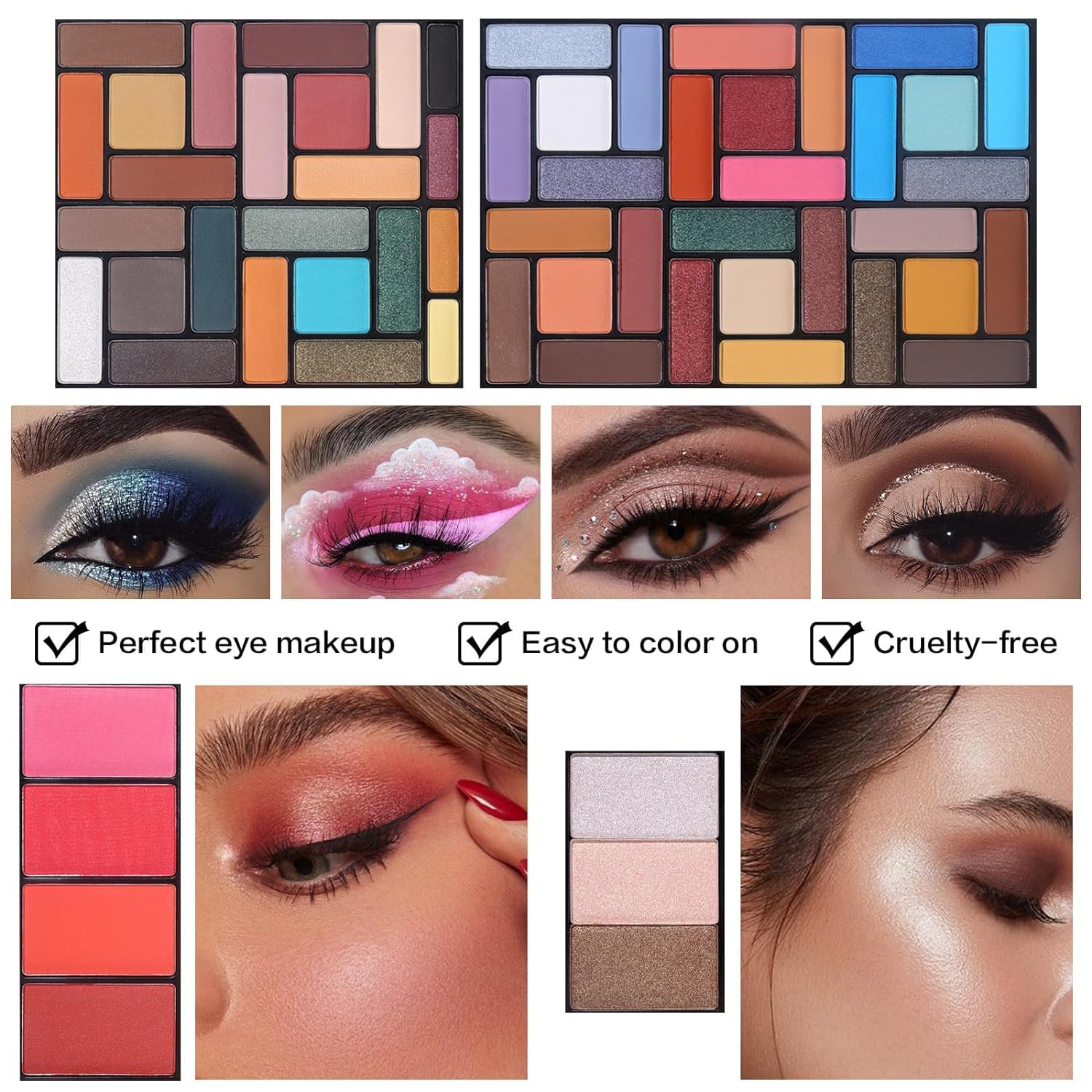 CHARMCODE All in One Professional Makeup Gift Kit for Women Full Kit - Included 54 Eyeshadows Face Blusher Highlighter Eyebrow Makeup Brushes Contour Lip Gloss Mascara, Suitable for Christmas