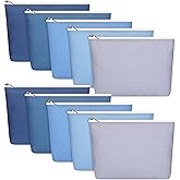 Reginary 10 Pcs Canvas Makeup Bags Bulk for Women Wedding Travel Toiletry Cosmetics Bags Blank DIY Pencil Pouch, Gift for Patrick's Day Bridal Shower Spring Summer Coworker(Blue)