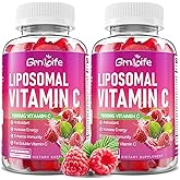 GrnLife 2 Pack Liposomal Vitamin C 1000mg Gummies for Adults Kids, 1500mg Chewable Vitamin C w/Iron, Zinc & Elderberry - Immune Support & Energy, Collagen Booster, Raspberry, 120 Count