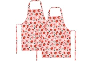 XLSXEXCL 2 Pack Kids Apron, Cute Cooking Aprons, Waterproof Art Apron with Pockets, Toddler Painting Artist Apron Adjustable