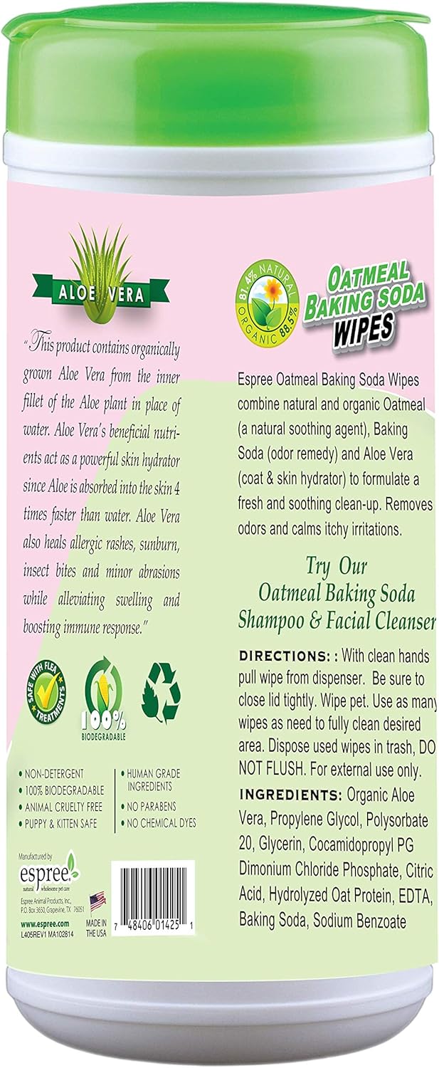 espree oatmeal baking soda wipes