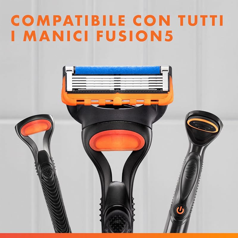 Lamette Gillette Fusion 5, 16 Lamette da Barba di Ricambio per Rasoio Barba Manuale Fusion5, da 5 Lame, Rasatura Scorrevole con Striscia Lubrificante, Fino a 1 Mese di Rasatura per Lametta