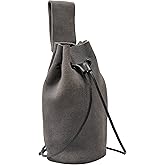 Mythrojan Drawstring Belt Bag Renaissance Costume Accessories Medieval Suede Leather Purse Viking Coin Jewelry Pouch Waist Bag for LARP, Festivals, Renfaire, Reenactments (Light Grey- 8" x 6.5")