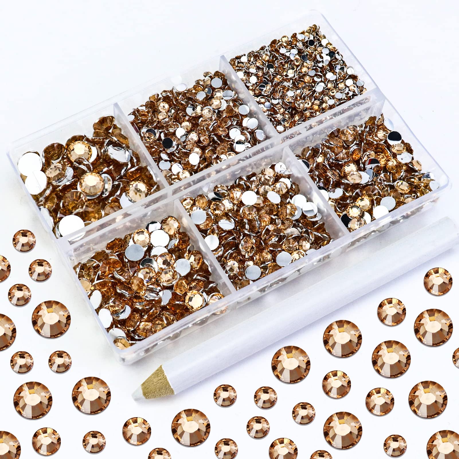 Photo 1 of Briskbloom 4500PCS Resin Flatback Rhinestone, 2mm 3mm 4mm 5mm 6mm Champagne Flatback Rhinestones for Tumblers, Nails Art, Mugs, Bottles, Craft Decoration, Loose Bling Glitter Gem Stone