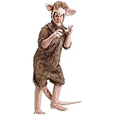 Rabid Albino or Brown Sewer Rat Halloween Costumes | Rodent Jumpsuit with Headpiece & Attached Gloves and Foot Covers