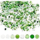 800 Pcs Green Round Glass Beads for Jewelry Making, 4mm 6mm 8mm Crystal Beads for Bracelets Jewelry Making and DIY Crafts