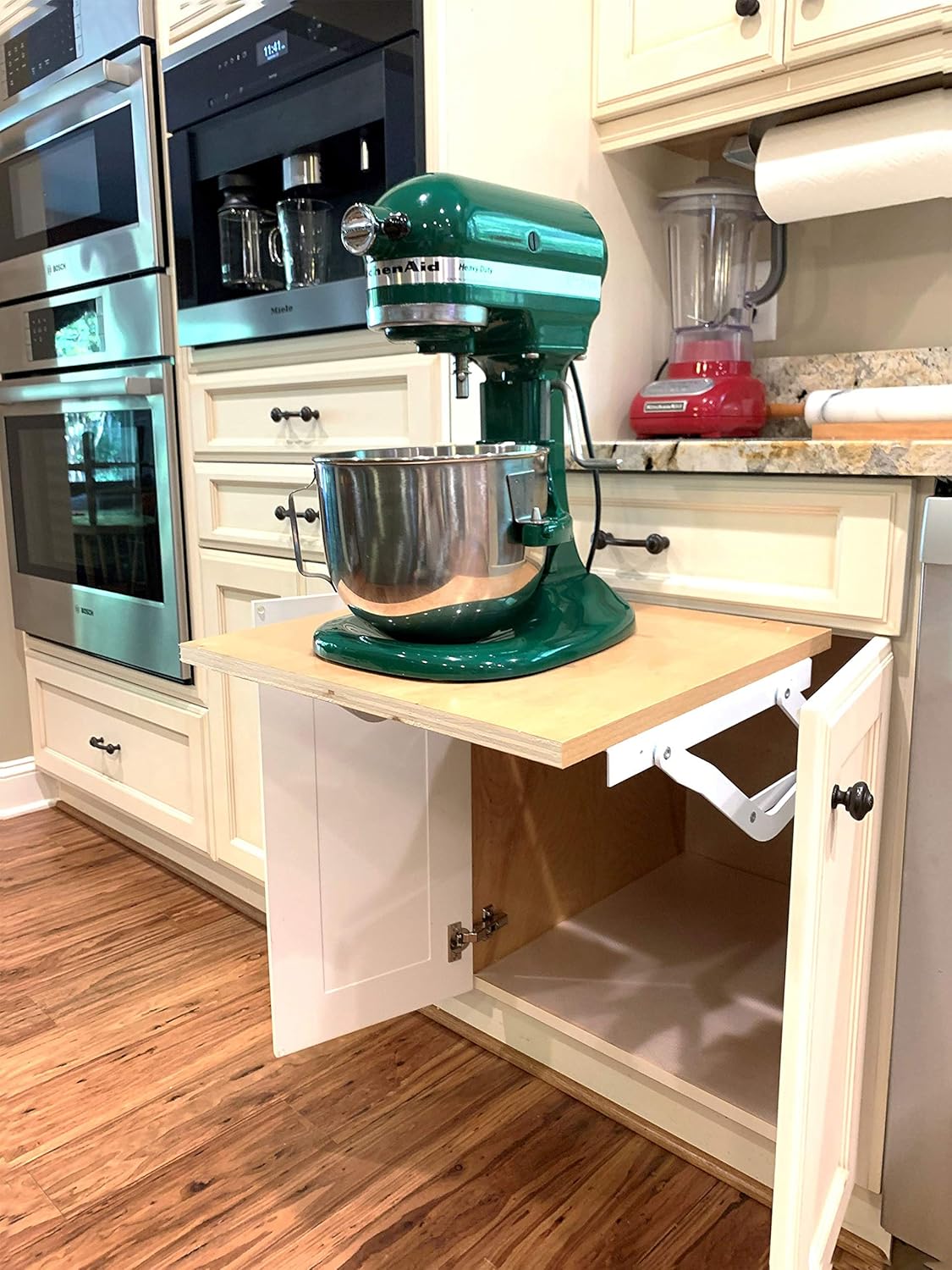 Amazon Com Wood Technology Kitchen Appliance Lift White With Self Locking Spring Mechanism For Heavy Appliance Storage And Space Savings Home Kitchen