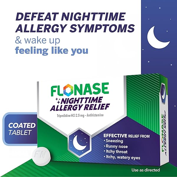 FLONASE NIGHTTIME ALLERGY RELIEF TABLETS, UP TO 6 HOURS OF ALLERGY MEDICINE – 36 COATED TABLETS