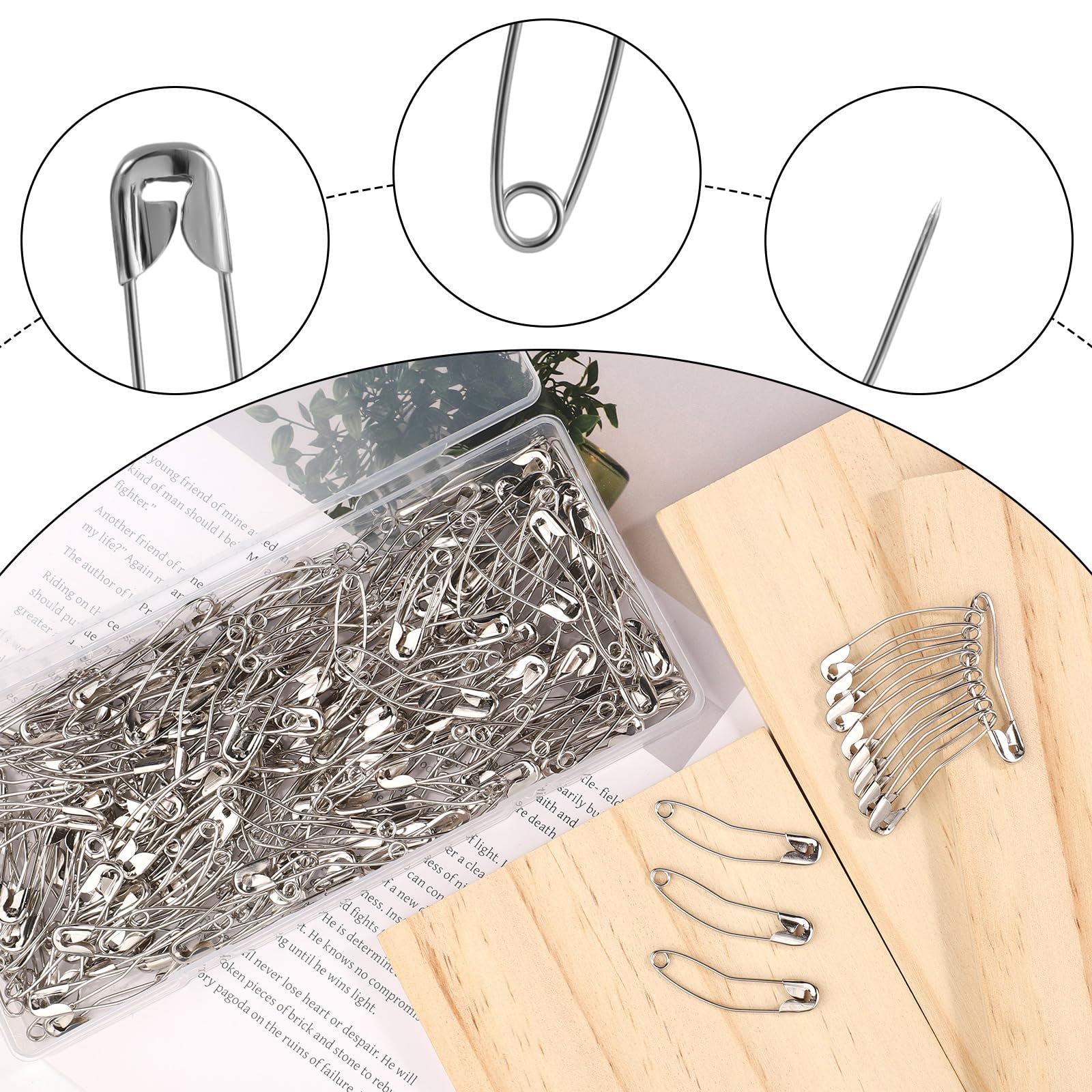 200pcs Curved Safety Pins, 1.5 Inch Quilting Basting Pins Curved Quilting Pins Bent Sewing Safety Pins for Quilting Knitting Sewing Crafting