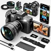 G-Anica 8K Digital Cameras Kit for Photography with Dual-Lens | 64MP WiFi Vlogging Point and Shoot Camera for Beginners,with 180&deg; Flip Screen,16X Zoom,32GB Card,2 Batteries