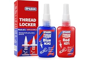 EPASUN 50ml x 2 Threadlocker Blue and Red, Thread Lock Medium and Strong Strength Lock Tight for Nuts, Bolts, Fasteners, and Metals to Prevent Loosening and Corrosion